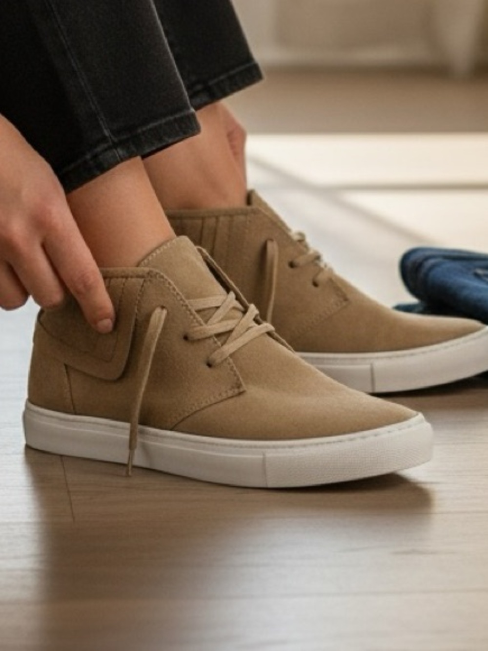 Old Navy Women’s Tan Faux Suede Chukka Ankle Boots - Casual Lace-Up Size 7